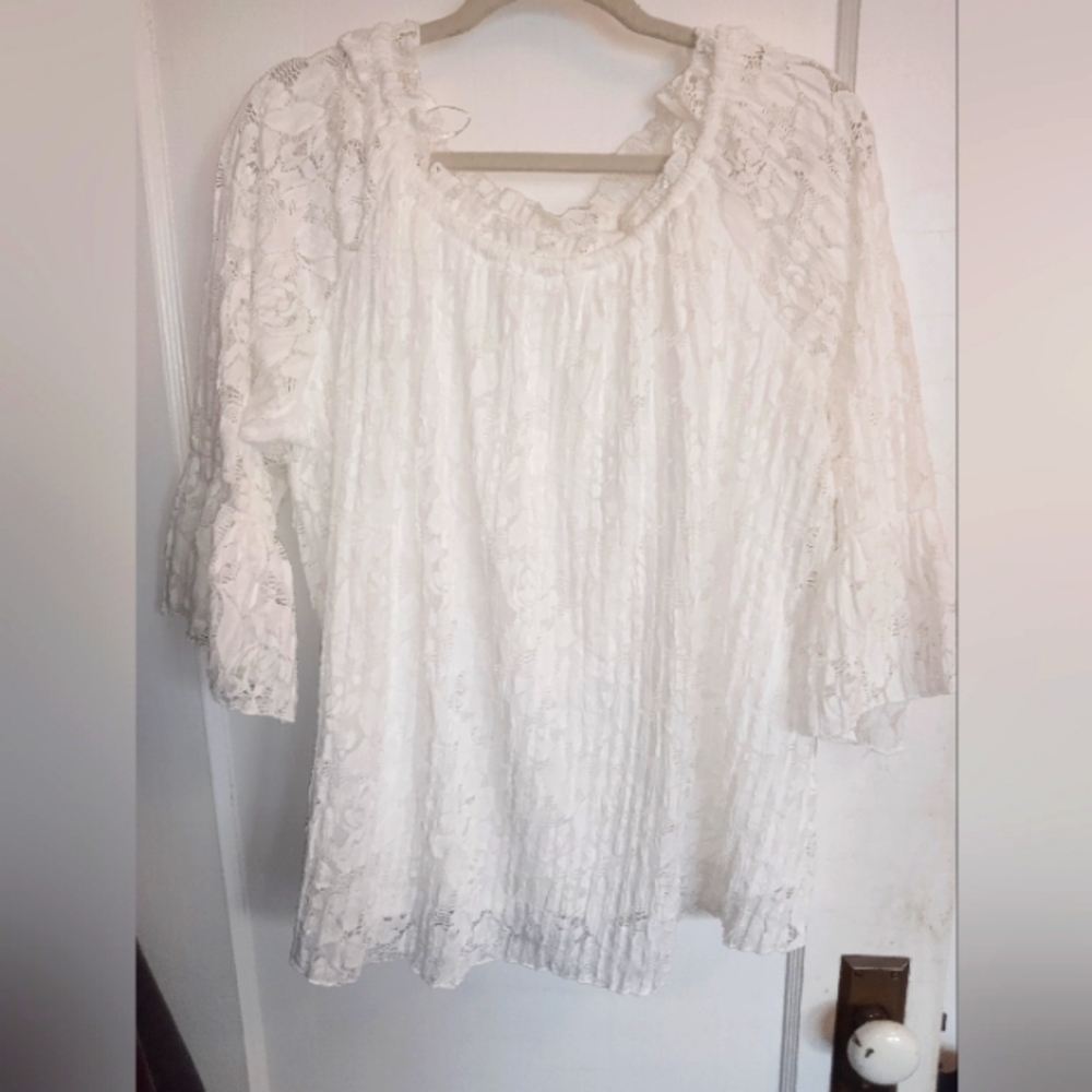 JohnPaulRichard Women's 3/4 Bell Sleeve White Blouse XL